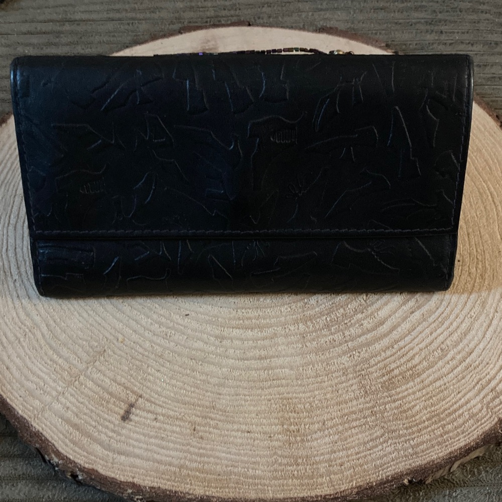 Kenneth Cole, Black Leather Embossed Clutch Wallet